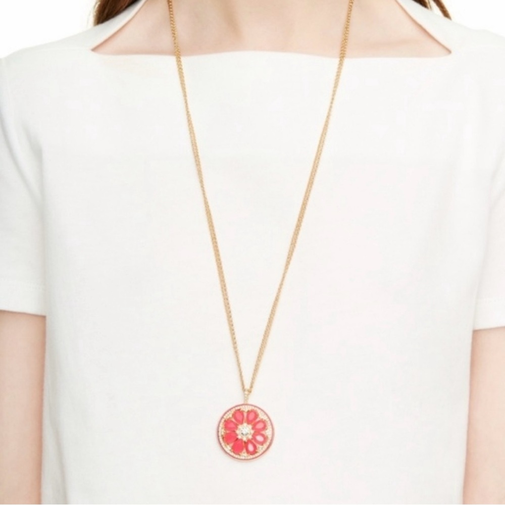 KATE SPADE OUT OF OFFICE CRYSTAL GRAPEFRUIT DOUBLE STRAND NECKLACE ORANGE GOLD